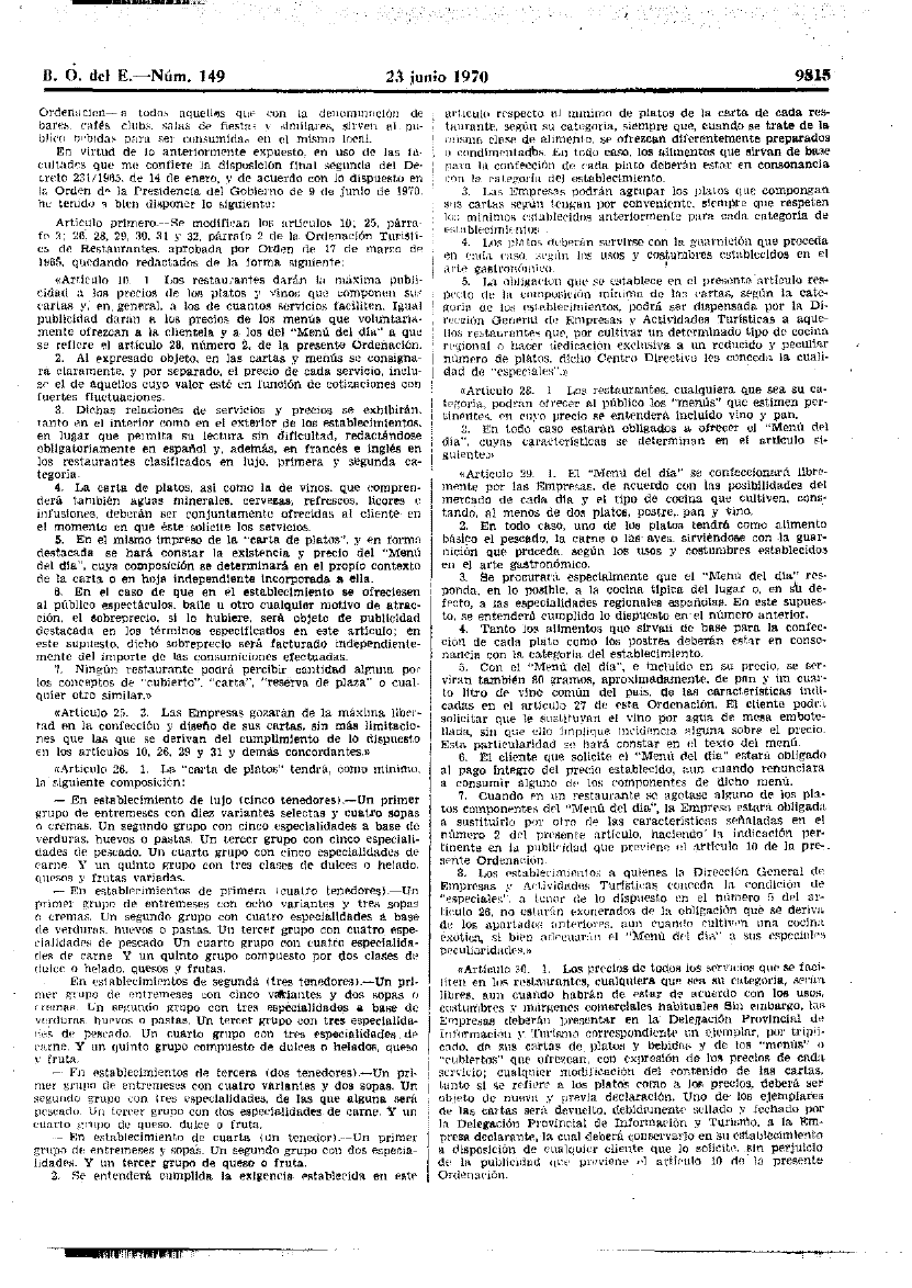 Detall de la pàgina 9815 del BOE del 23 de juny de 1970.
